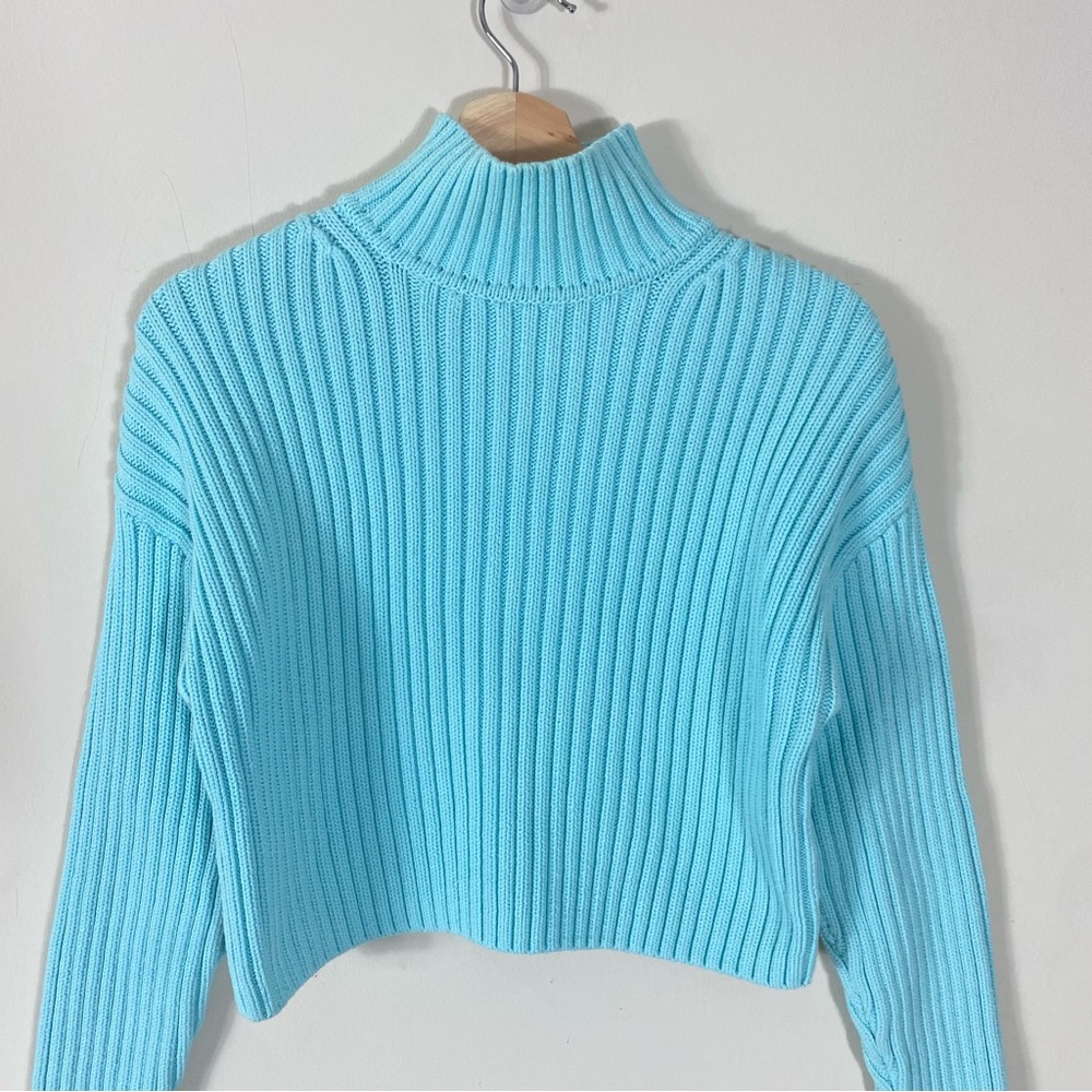 & OTHER STORIES Chunky Ribbed Turtleneck Sweater in Light Blue - XS - Picture 7 of 15